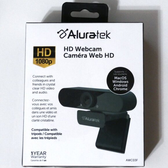 Aluratek HD Webcam AWC03F HD1080p Compatible w/ Tripods, Supports MacOS, Windows - Picture 5 of 6